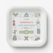 Assiettes En Carton Camping à tout âge fête d'anniversaire (Recto)