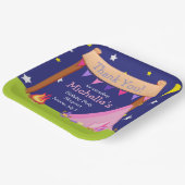 Assiettes En Carton Camping Anniversaire Dormir rose et violet (Angulaire)