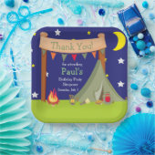 Assiettes En Carton Camping Anniversaire fête Dormir Khaki Vert (Fête)