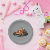 Assiettes En Carton Camping Avec Des Amoureux (Fête)