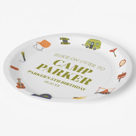 Assiettes En Carton Camping Camper Fête d'anniversaire (Angle)