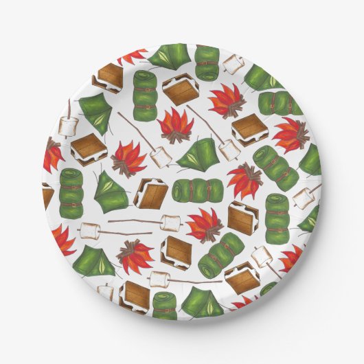 Assiettes En Carton Camping Camping Camping Camping Tente S'mores Exté (Devant)