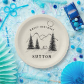 Assiettes En Carton Camping d'anniversaire personnalisé (Fête)