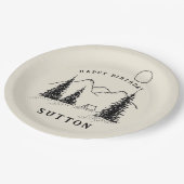 Assiettes En Carton Camping d'anniversaire personnalisé (Angle)