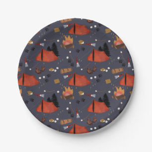 Assiettes En Carton Camping Extérieur Aventure Été Feu de camp