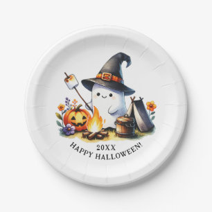 Assiettes En Carton Camping Ghost Cute Happy Halloween