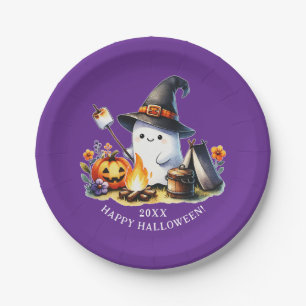 Assiettes En Carton Camping Ghost Joli Halloween violet