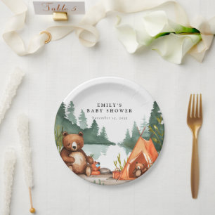 Assiettes En Carton Camping Mountain Baby shower rustique