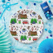 Assiettes En Carton Camping ou Midwest à thème Happy Camper Anniversai (Fête)