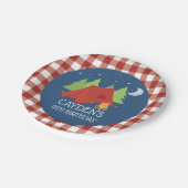 Assiettes En Carton Camping Plaques de fête d'anniversaire rouge plaid (Angle)