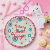 Assiettes En Carton Camping rouge et Turquoise rétro (Fête)