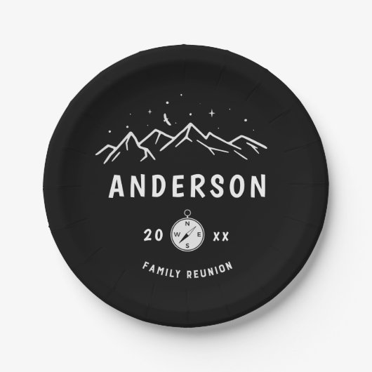 Assiettes En Carton Camping rustique Réunion familiale personnalisée (Devant)