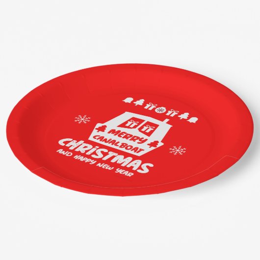 Assiettes En Carton Canal de Narrowboat Noël Noël Noël cadeaux (Angle)