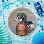 Assiettes En Carton Canard à bois dans un étang (Fête)