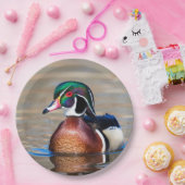 Assiettes En Carton Canard à bois dans un étang (Fête)