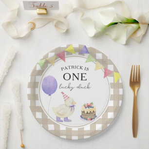 Assiettes En Carton Canard aquarelle 1er anniversaire