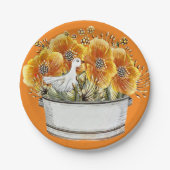 Assiettes En Carton Canard avec Fleurs et Conteneur Design (Devant)