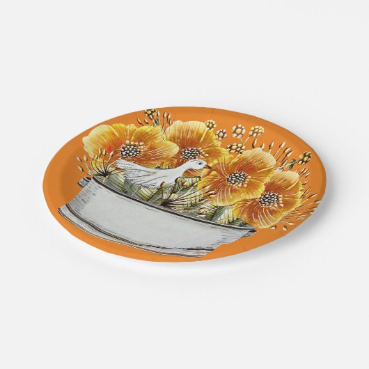 Assiettes En Carton Canard avec Fleurs et Conteneur Design (Angle)