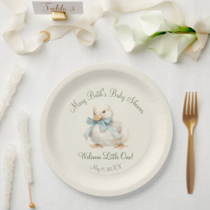 Assiettes En Carton Canard avec Ruban Fête Prénatale en Papier