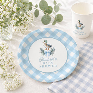 Assiettes En Carton Canard colvert bébé garçon bleu Shower de bébé