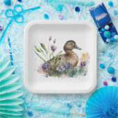 Assiettes En Carton Canard D'Aquarelle En Fleurs (Fête)