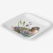 Assiettes En Carton Canard D'Aquarelle En Fleurs (Angulaire)