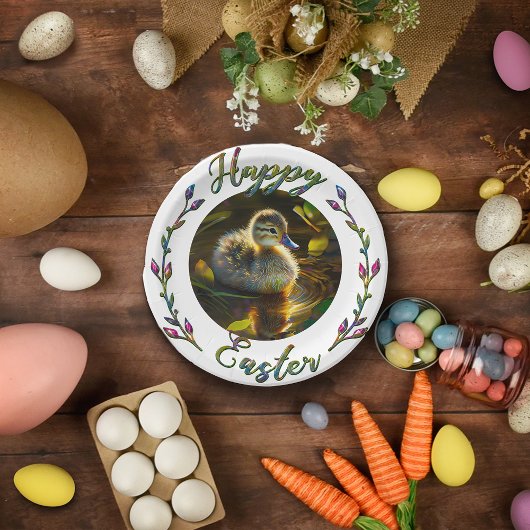 Assiettes En Carton Canard de Pâques