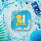 Assiettes En Carton Canard en caoutchouc bleu Personnalisé Anniversair (Fête)