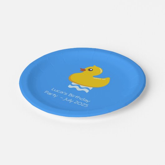 Assiettes En Carton canard en caoutchouc jaune -fête d'anniversaire (Angle)