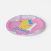 Assiettes En Carton Canard en caoutchouc rose fille personnalisée Anni (Angle)