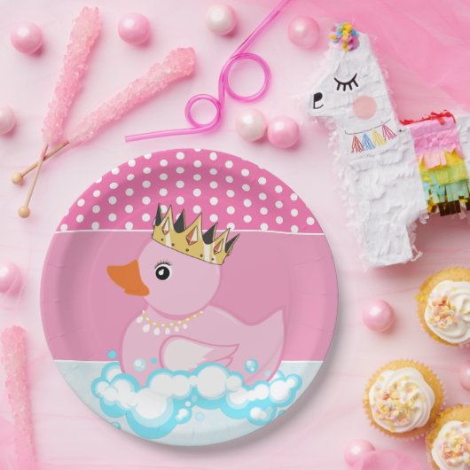 Assiettes En Carton Canard en caoutchouc (rose) Plaque papier d'annive (Fête)