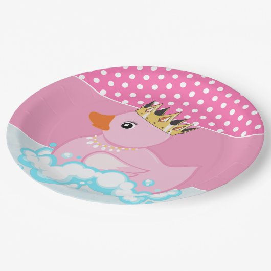 Assiettes En Carton Canard en caoutchouc (rose) Plaque papier d'annive (Angle)
