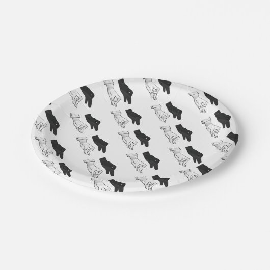 Assiettes En Carton Canard Silhouette main (Angle)