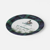 Assiettes En Carton Canard Thème 1er Anniversaire Chasseur vert plaid  (Angle)
