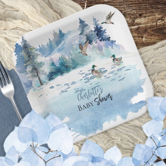 Assiettes En Carton Canards Bois Forêt Boy Baby shower
