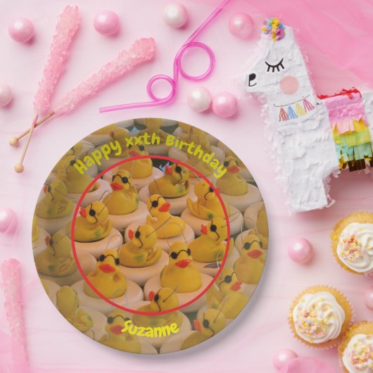 Assiettes En Carton Canards en caoutchouc jaunes Fête d'anniversaire p (Fête)