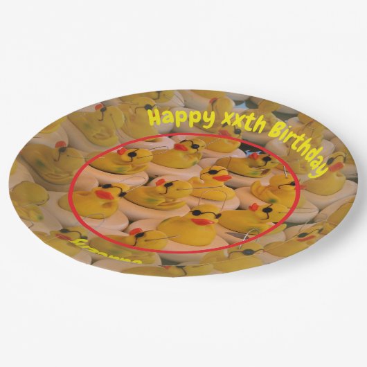 Assiettes En Carton Canards en caoutchouc jaunes Fête d'anniversaire p (Angle)