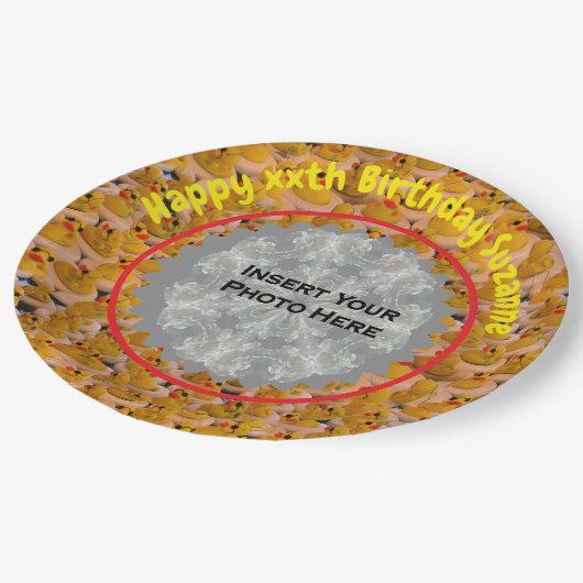 Assiettes En Carton Canards en caoutchouc Personnalisé Photo Anniversa (Angle)