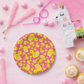 Assiettes En Carton Canards en caoutchouc roses mignons (Fête)