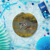 Assiettes En Carton Canards-Majards Survolant L'Étang (Fête)