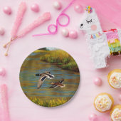 Assiettes En Carton Canards-Majards Survolant L'Étang (Fête)