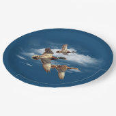 Assiettes En Carton Canards Mallard Sur Bleu (Angle)