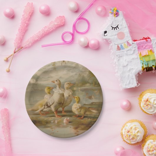Assiettes En Carton Canards - Plaques de papier rond (Fête)