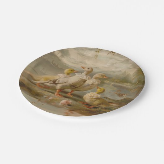 Assiettes En Carton Canards - Plaques de papier rond (Angle)