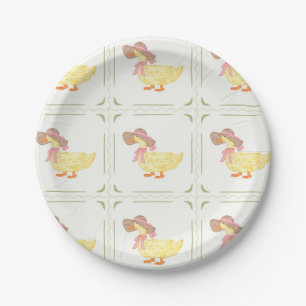 Assiettes En Carton Canards roses, jaunes et verts