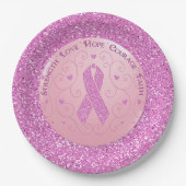 Assiettes En Carton Cancer du sein Plaques de papier à ruban rose Part (Devant)