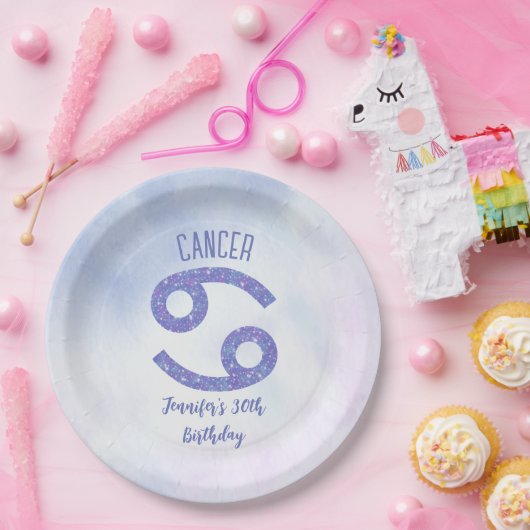 Assiettes En Carton Cancer personnalisé mignon Astrologie violette fêt (Fête)