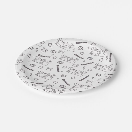 Assiettes En Carton Cancer Zodiac Whispers - Motif magique monochrome (Angle)
