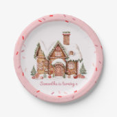 Assiettes En Carton "Candy Gingerbread Maison rose Anniversaire (Devant)