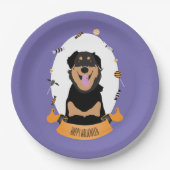 Assiettes En Carton Candy Portrait Rottweiler Chien pourpre orange (Devant)